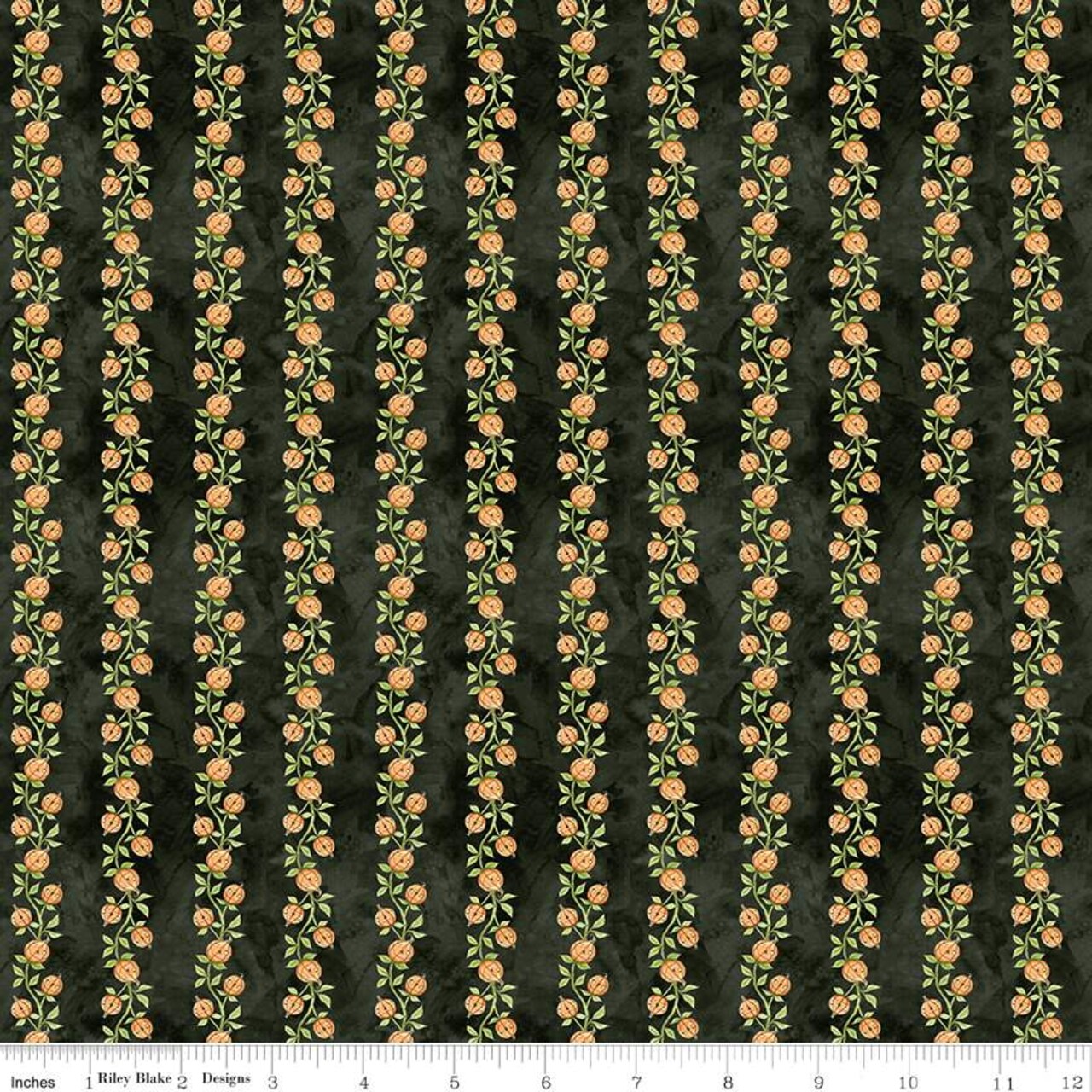 Fabric Riley Blake Black Pumpkin Vine Ghoul Friends by the Quarter Yard C16053-BLACK